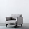 Genuine Leather Grey Fabric Sofa Set with Brass Metal Legs