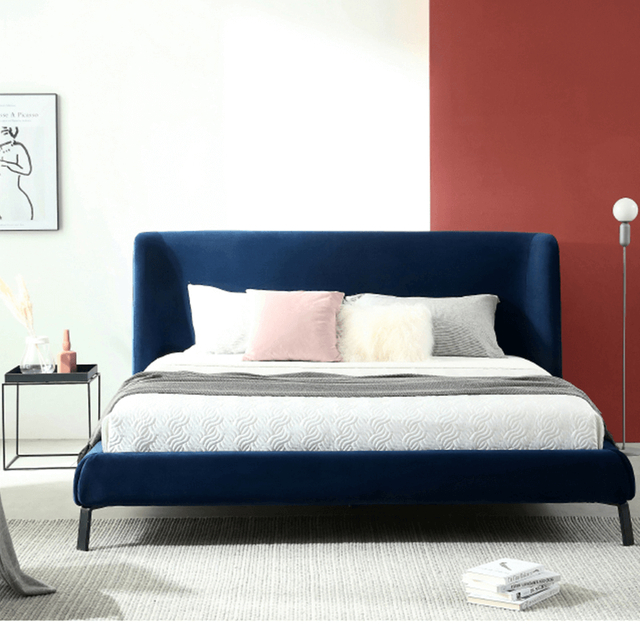 Nordic High-Grade Navy Blue Velvet Super Soft Bed Frame