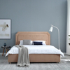 Velvet Fabric King Size Foam Padding Bed with Storage Cabinet