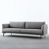 Genuine Leather Grey Fabric Sofa Set with Brass Metal Legs