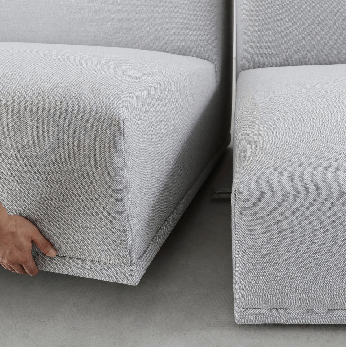 Simple Design Modular Straight Armrest Couch L Shape Grey Fabric Sofa Set Living Room