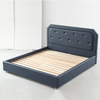 Velvet Fabric King Size Foam Padding Bed with Storage Cabinet