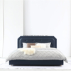 Velvet Fabric King Size Foam Padding Bed with Storage Cabinet